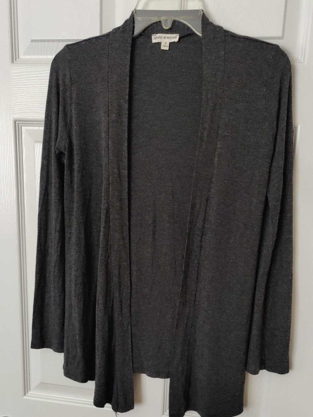 Zenana Outfitters Charcoal Open-Front Draped Cardigan